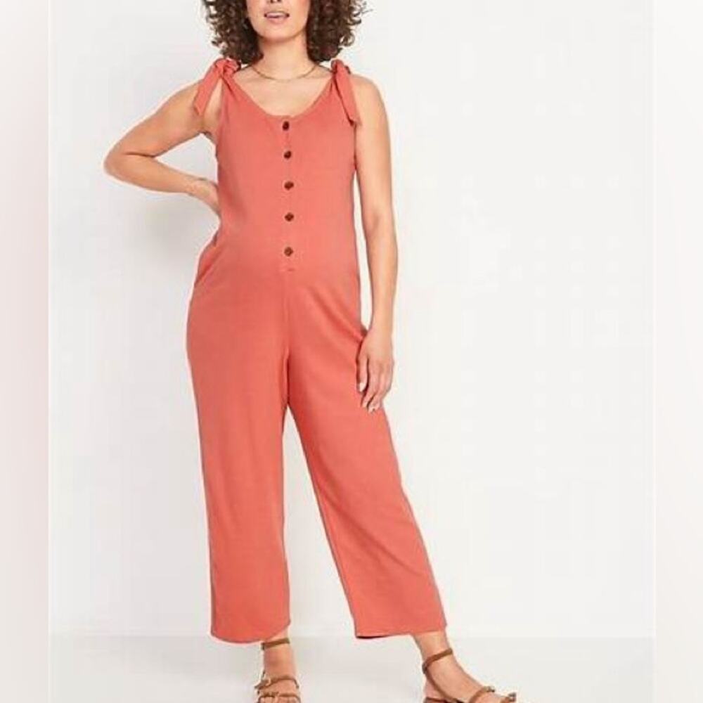 Old Navy Sugar Poppy Tie-Shoulder Henley Jumpsuit